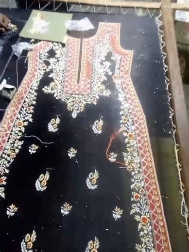 Hand embroidery fabric for party / Dabka work #womenclothing #shortsfeed #vairalvideo