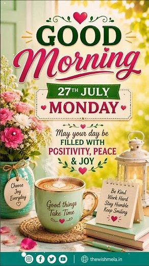 Good Morning 🌸 Happy Monday | 27 July Good Morning Wishes ☀️💖 #Shorts #ytshorts