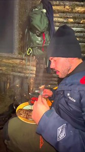 Steak dinner in the bushcraft shelter #bushcraft #bushcraftshelter | Nature Daddy