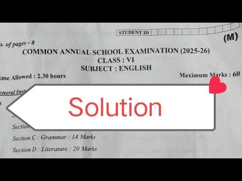 Class 6 english annual paper solution 2026 / english answer key 2026 / morning shift answer key