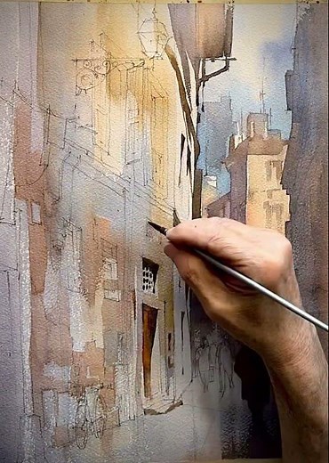 Painting Demonstration:Italian Street Scene #art #instructional #watercolorpainting