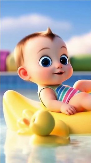 Baby Johnny Swimming Song 🌊👶 | Fun Kids Rhyme #BabyJohnny #KidsSongs #Shorts