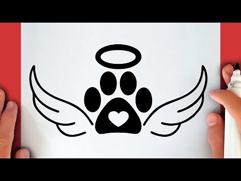HOW TO DRAW A DOG PAW WITH WINGS