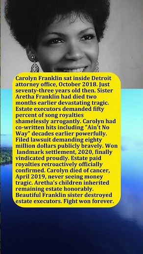 The Quiet Money Battle Carolyn Franklin Faced After Aretha's Death—She Won 80 Million (88 chars)