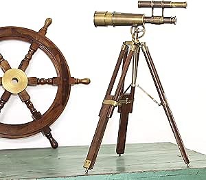 Table Decorative Telescope Vintage Marine Gift Functional Instrument Collectibles Brass Antique Wood Nautical Decor Antique Finish Desk Theme Kid telescopes
