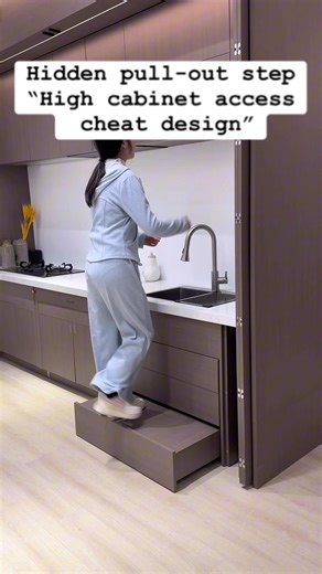 1.2M views · 2.5K reactions | Hidden pull-out steps can be built into lower kitchen drawers—making it easy to reach high cabinets while keeping the design clean and seamless✨ • • #KitchenDesign #SmartStorage #HiddenStep | Tiffany Design Studio | Facebook