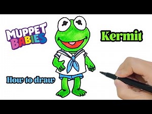 How to Draw Baby Kermit from Muppets Babies with Colorful Markers Step by Step| Easy for beginners