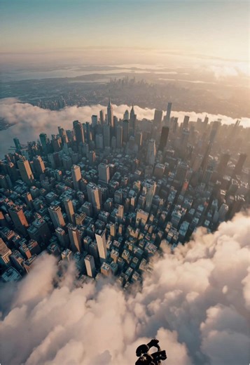 Extreme Parachute Descent Over the City: Thrilling Adventure