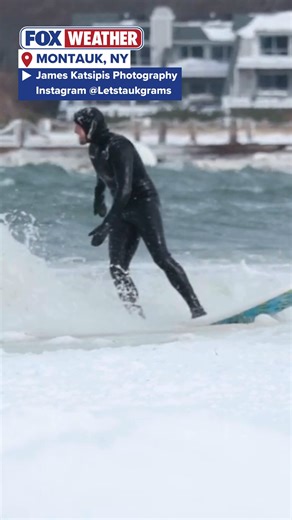 SURF'S UP 🏄: Listen as the icy surf in Montauk, New York crashes on the shore. Surfers in the area did not let the frigid waters or temperatures bother them. They were captured riding the frozen waves on the Long Island beaches. | FOX Weather