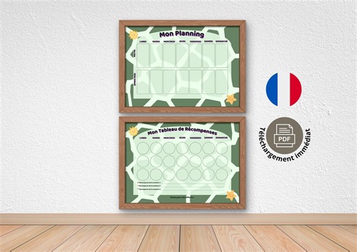 Giraffe Green Pine Planning and Reward Chart Duo | Organization & Motivation Kit | Children's Educational Tool - Etsy