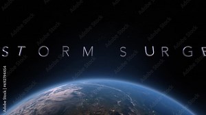 Storm surge 3D title animation on the planet Earth background