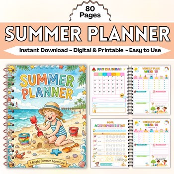 2026 Kids Summer Planner | Printable Daily Schedule Activities & Summer Camp PDF