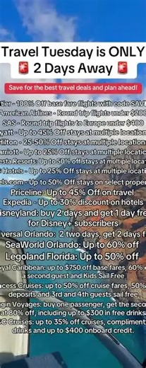 Best travel deals for Travel Tuesday (up to 100% off flights)