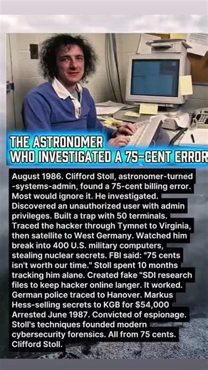 THE ASTRONOMER WHO INVESTIGATED A 75-CENT ERROR.Clifford Stoll#hollywood#history#shorts