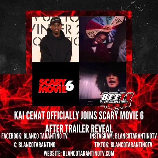 Kai Cenat has officially been confirmed to appear in Scary Movie 6 after fans spotted him in the new trailer playing before Scream 7. The film releases June 12, 2026. | Blanco Tarantino TV