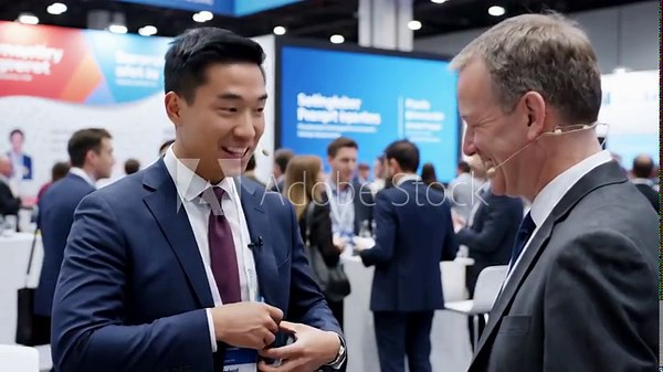 Business professionals networking and discussing ideas in a conference setting