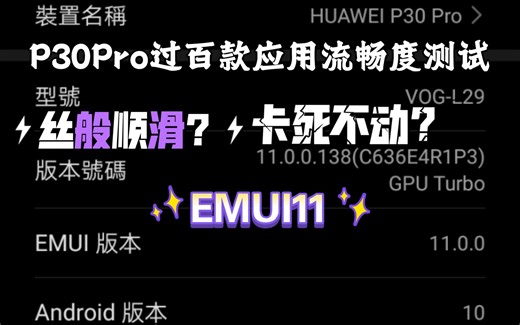 华为P30Pro 2024年过百款应用流畅度测试