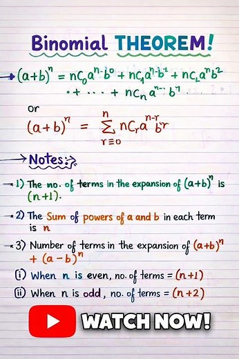 Class XI, Maths: Binomial Theorem