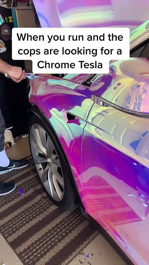 Custom Chrome Tesla Model X Drift Car Wraps