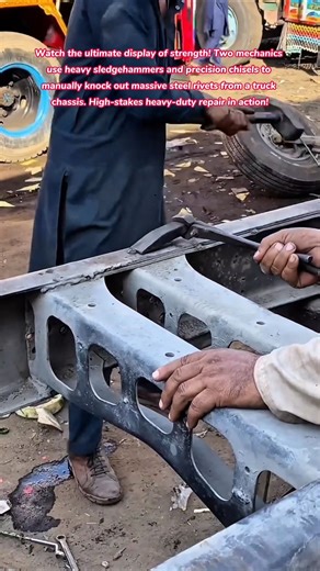 Raw Power! 💪🚛 Manual Truck Rivet Removal #truck #automobile #how #repairing #mechanic #skills #power