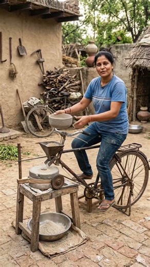 હવે અનાજ દળવું થયું સાવ સહેલું, સાયકલ દ્વારા ચાલતી ઘંટી | Bicycle Flour Mill Invention