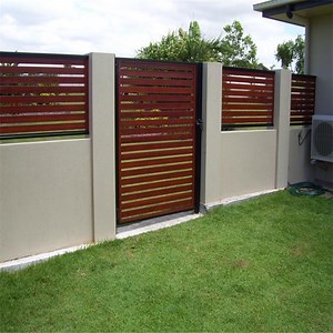 [Hot Item] Powder Coating Customized Colors Wood Grain Aluminum Slat DIY Fence with Vertical Slat Fence/Slat Gates
