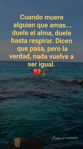 Cuando muere alguien que amas... duele el alma, duele hasta respirar. Dicen que pasa, pero la verdad, nada vuelve a ser igual 💔 #recuerdos #cielo #duelo #tristeza #Luto | Siempre Te Recordaré