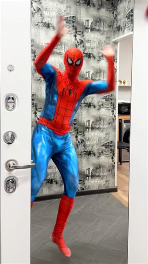 Spider-Man was scared of himself😂 #spiderman