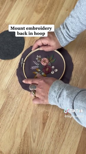How to Back Your Embroidered Hoop with Felt and Double Sided Tape
