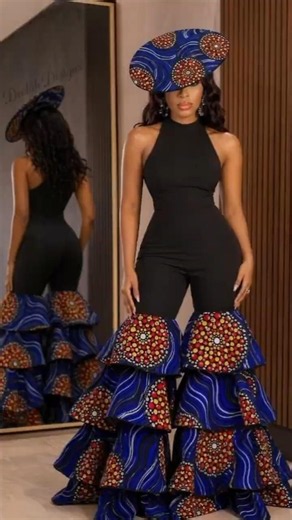 Black Bodycon Jumpsuits with Luxury Ankara Waves🖤#StyledForHerSpecialSeason @DeolãhDesigns