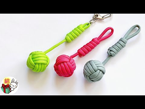 Cute strap made with a monkey fist knot - paracord keychain / How to tie guide