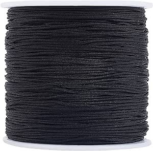 PH PandaHall 100 Yards 0.8mm Nylon Beading String Wind Chime Cord Replacement Nylon Thread for Bracelet Chinese Knotting Cord Black Kumihimo Macrame Cord Braided Lift Shade Cord for Blind Windows
