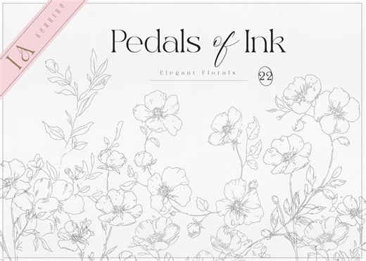 Minimalist Floral Line Art Bundle for Wedding Invitations and Botanical Branding Designs. - Etsy