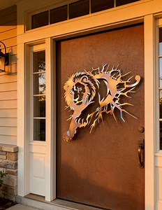 Heated Color Lion, Yard Gate Wall Decor, Wild Lion Metal Garden Decor, Colorful Wall Hanging, Unique Metal Design, Morden Metal Design - Etsy Canada