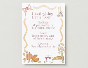 Hand-drawn Thanksgiving Menu Template (A5 Digital Download) - Etsy