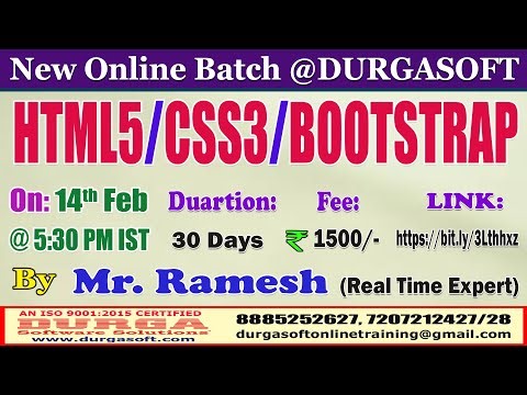 HTML5/CSS3/BOOTSTRAP Online Training @ DURGASOFT