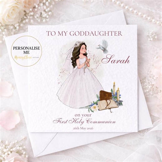 Personalised First Holy Communion Card for Niece, Cousin or Sister - Etsy
