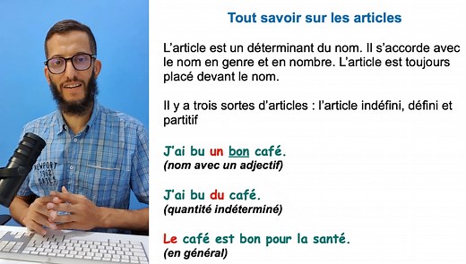 15K views · 610 reactions | Découvrez tout ce qu'il faut savoir sur les articles en français ! Apprenez à utiliser les articles définis, indéfinis et partitifs facilement grâce à cette vidéo. Parfait pour les débutants et apprenants en FLE qui veulent améliorer leur grammaire française. Abonnez-vous pour plus de conseils en français langue étrangère ! | Youssef le français | Facebook