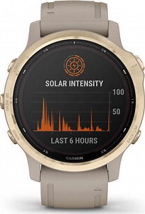 Garmin Fenix 6S Pro Solar Stainless Steel 42mm Αδιάβροχο Smartwatch με Παλμογράφο (Light Gold with Light Sand Band)
