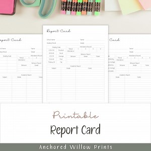 Homeschool Report Card Printable With 3 Grading Scales, Progress Report, Grading Chart - Etsy