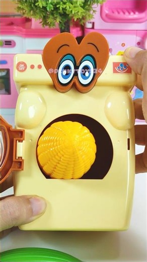 ASMR Video Satisfying With Unboxing Yellow Washing Machine Cleaning Corn Set Set Toys (No talking)