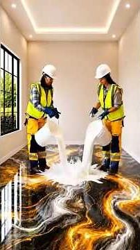 Black Gold Epoxy Floor Transformation😱 !#epoxy #epoxyresin#epoxyfloor #epoxyart