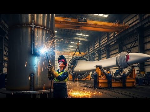 How Giant GE Wind Turbine Generators Are Built in a Clean Energy Factory in the USA