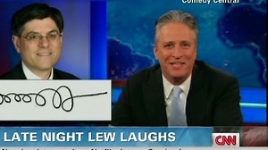 Stewart, Kimmel crack on Lew's signature