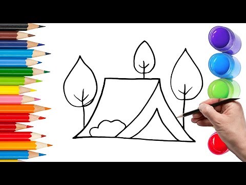 How To Draw cute Camping tent Drawing, Painting & Coloring For Kids and Toddlers_ Child Art 🐋🌈