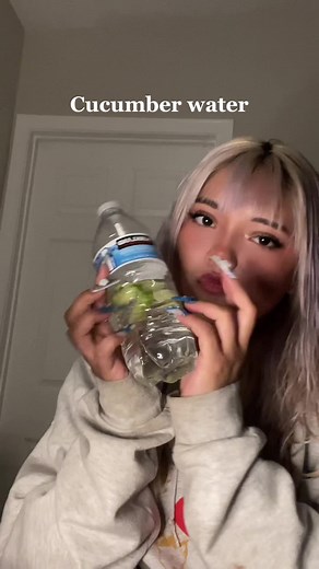 ASMR Girl Drinking Water Tapping Bottle