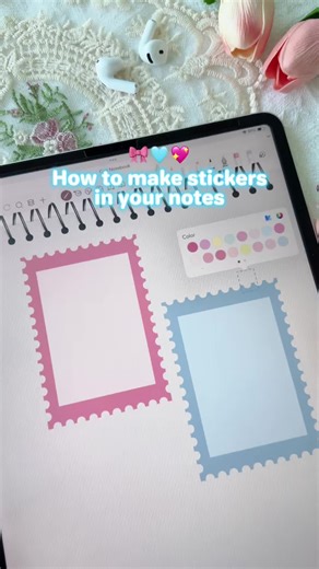 How to make stickers in your notes 🎀🩵💖 #studytips #notetaking #digitalnotes #ipadnotetaking #ipad