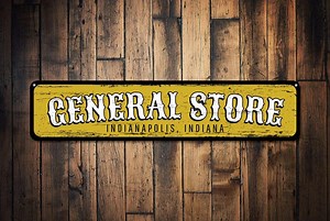 General Store Location Sign, Personalized City State Sign, Metal Kitchen Decor, Custom Country Home Decor - Quality Aluminum Store Signs - Etsy