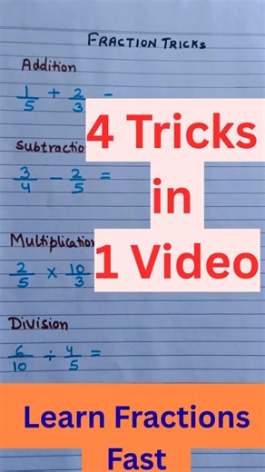 Master Fractions in Minutes! EasyTricks for Addition, Subtraction, Multiplication & Division #maths