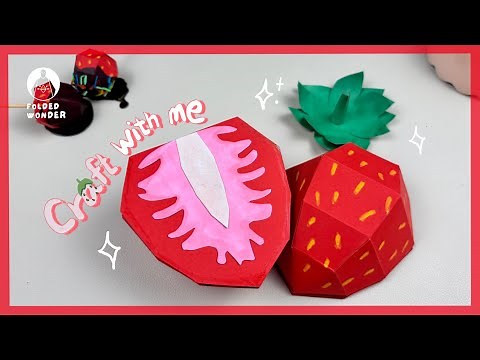 🍓DIY Strawberry Tutorial | Free Template | 3D Papercraft